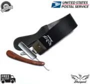 SHARPENING LEATHER STROP/BELT+BARBER SALON STRAIGHT CUT THROAT WET SHAVING RAZOR