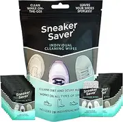 [ALAZCO] 20 Premium Quick On The Go Shoe Cleaning Wipes Dual Textured Individually Wrapped Sneaker Cleaner Wipes Remove Dirt & Stains from Leather Tennis Rubber Canvas Shoes Boots Travel TSA Approved,