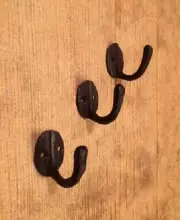Three (3) Robe / Coat Hooks Cast Iron Brown 1 1/2" Tall Three (3) 0170-01203