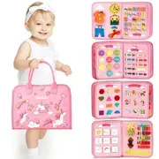 Montessori Toys Busy Board Preschool Learning Life Skill Toys 7in1 Educational Gift ABC Numbers Shape Colour Animal Weather Travel