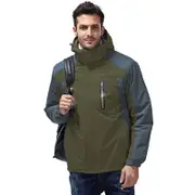 Nevenka Men Mountain Waterproof Jacket Thick Warm Hooded Coat-Army Green