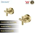 Decaura Shower Mixer Taps 1/4 Turn Cross Handle Wall Top Assemblies Brushed Gold