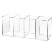 Acrylic Pen Organizer Countertop Holder Cosmetic Brush Lid Cup Travel