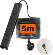 HEYMIX 5M Power Strip, Powerboard Surge Protector 6-Outlet, Power Borad with 5M