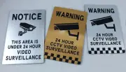 CCTV SIGN SECURITY SURVEILLANCE CAMERA VIDEO LASER ENGRAVED GOLD SILVER