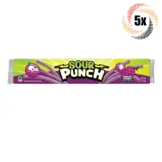 5x Packs Sour Punch Grape Flavored Mouthwatering Sour Straws Candy | 2oz