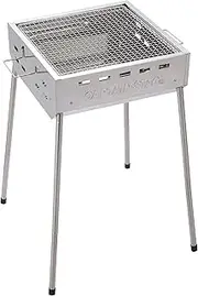 Captain Stag UG-115 Barbecue Stove, Barbecue Grill, 300 Stainless Steel, Square Grill for 2-4 People, 3 Levels of High, Middle, Low, Easy Assembly, Lightweight,