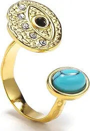 [Hebelee] CZ Birthstone Flower Statement Ring for Women Girls Surgical Stainless Steel Gold Plated Rhinestone Promise Finger Rings Christmas Holiday Y2K Jewelry Exaggerated Gift