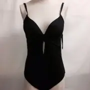 Kenneth Cole Women’s Tribal Beat Underwire Wrap One Piece Black New with Tags