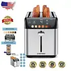 Spacious 4-Slice Stainless Steel Toaster with Touchscreen & Safe Pop-Up Lever