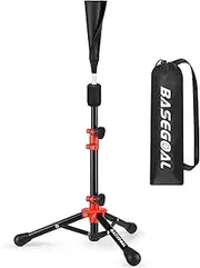 [BaseGoal] Baseball Tee for Kids - Adjustable Height Batting Tee for Softball, Youth Hitting, Teeball, Travel