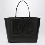 [Dolce & Gabbana] DG Logo Black Leather Medium Tote Bag One size Black