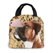 Insulated Lunch Bag for Women Men Boys Girls Lovely Boxer Dog Music Notes Pia...