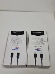 2 PACK Amazon Basics USB-C 2.0 to USB-C Cable Pair 10 ft / 3m