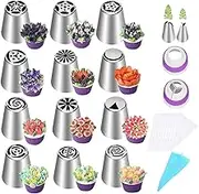 Icing Bags and Tips Set | Stainless Steel Nozzle Bags Set Icing Piping Tips,Frosting Kit Cake Decorating, Sturdy Baking Supplies for Home Kitchen