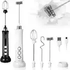 Wireless Rechargeable Electric Milk Frother - 3 Speeds Handheld Foam Maker USB