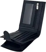 [RAS WALLETS] (BLACK (RFID BLOCKING)) - Mens soft smooth genuine leather wallet with side zip coin purse