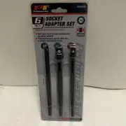 Performance Tool 3-Pc 6” Socket Adapter Set, Impact Grade, W9026, 1/4-3/8-1/2”