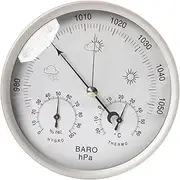Barometer, 3 in 1 Analog Weather Station, Silver, Air Pressure, Temperature, Humidity, Mechanical Display