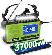 Emergency Weather Radio, Solar Hand Crank Radio AM/FM NOAA 10000mAh, Weather Alert Radio with 3 Mode Flashlight, Reading Lamp, SOS Alarm, Compass, Headphone Jack for Home Camping Emergency (Green)