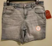 Wonder Nation Boys 10 HUSKY Denim Jean Shorts Light Wash Blue Adj Waist #10725