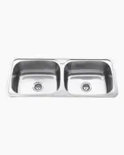 Double Round Kitchen Sink Stainless Steel Chrome Undermount Topmount NEW