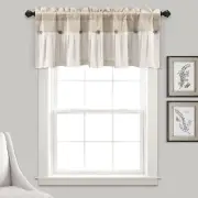 Linen Button Farmhouse Valance, 52" W X 18" L, Linen - Rustic Kitchen Valance wi