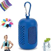 Subscrsidewa Portable Cooling Towel, Festivalment Cooling Towels for Neck and Face, CoolingTowel with Silicone Storage Bag Soft, Microfiber Workout Towels for Yoga, Sport, Workout (Blue)