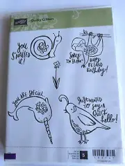 Stampin' Up! QUIRKY CRITTERS (5) Stampes Set- Snail Sloth Quail-New/Retired