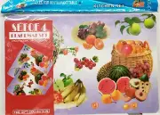 4pc Non Clear Thin Plastic Set:2 PLACEMATS & 2 COASTERS,WATERMELON&FRUITS,Mirtex