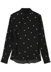Petar Petrov Career Polka-dot Silk Crepe de Chine Shirt - Black - 14 14