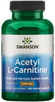 Swanson Acetyl L-Carnitine Enhance Brain & Nervous Health 500mg 100 Veg Capsules