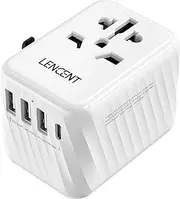 LENCENT Universal Travel Adapter, International AC Plug Power Adaptor with 3 USB A Ports 1 Type C PD Wall Charger Worldwide Travel Essentials for AU to US EU UK Ireland Bali(Type C/G/A/I) Black