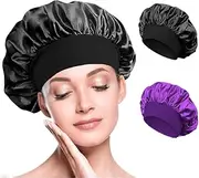MAG 2 pcs Silk Bonnet with Soft Elastic Band, Breathable Satin Hair Bonnet for Sleeping Suitable for Long, Straight and Curly Hair.