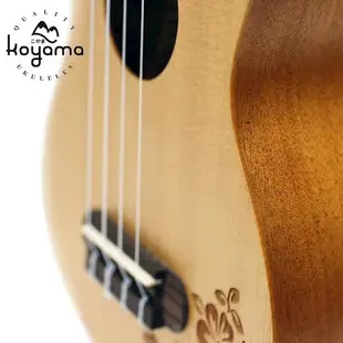 Koyama 26吋烏克麗麗 KF13T-SPR 扶桑花雕刻 雲杉單板 Tenor Ukulele