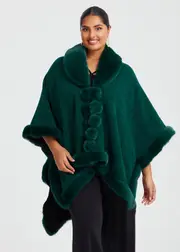 [Taking Shape] Taking Shape Fur Trim Evening Cape in Jade - Women's Accessories Jade