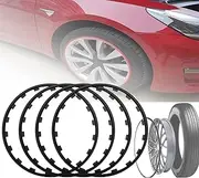 Universal Vehicle Rim Protector (16/17/18/19/20/21in), 4 Pieces Wheel Decorations, Nylon Round Edge Decoration - Protective Ring, Scratch Resistant, Fits Many Cars,16in,Black