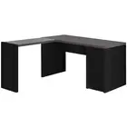 55 Gray and Black L Shape Computer Desk With Three Drawers