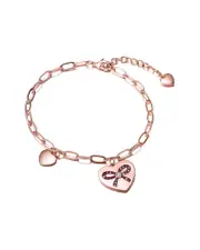 Rachel Glauber 18K Rose Gold Plated CZ Love Bracelet