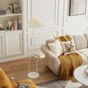 Anaya White Floor Lamp with Side Table