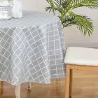 RAY STAR Gray Plaid Round Tablecloth Stain Resistant Washable