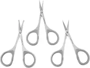 3pcs Stainless Steel Mustache Beard Facial Nose Hair Trimming Scissor Set