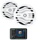 Kicker KMC5 Marine Bluetooth Stereo Weather-Band Tuner+MB Quart 6.5" Speakers