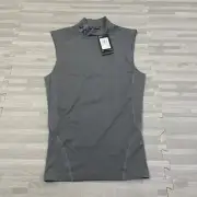 Under Armour Compression Shirt Mens Medium HeatGear Sleeveless Mock Gray $30