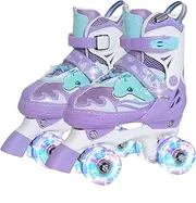 Nattork Kids Roller Skates for Girls Boys,4 Sizes Adjustable Toddler Roller Skates with Light up Wheels,Fun Illuminating Skates for Kids Beginners Indoor Outdoor