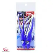 Fish WOW! Fishing Hoochies Squid skirt Octopus rig 5/0 Hook Blue White 4-3/4 in