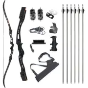 66" Archery Takedown Hunting Recurve Bow Metal Riser Right Hand Bow Kit+6xArrows