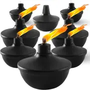 Set of 8 Refillable Metal Citronella Tabletop Torches for Outdoor Use