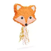 Small Pull String Fox Pinata for Woodland Birthday Party Decorations 16 x 13 In