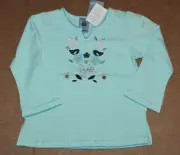 3 3t NWT Pumpkin Patch PIONEER PRINCESS Light Blue Bird Kaftan SHIRT Top Girls